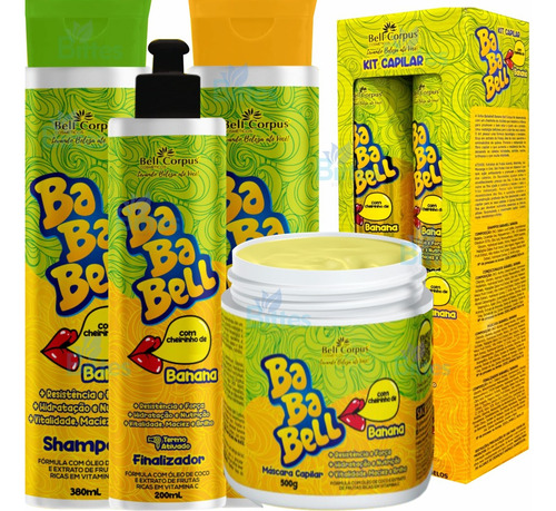Kit Bababell Banana Bell Corpus Nutrição Maciez Fios Capilar