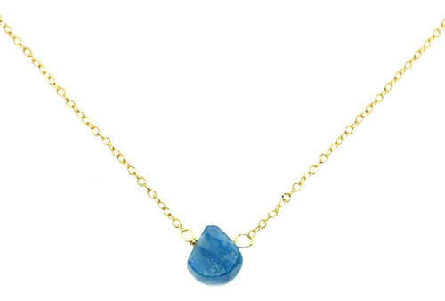 Collar Con Baño De Oro 18k Cuarzo Azul Naturale Dorado