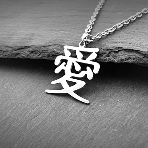Wchama Love Kanji Collar Japonés Para Hombres Mujeres Cadena