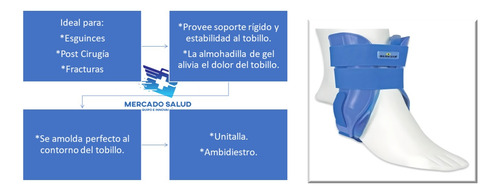 Férula De Gel Para Tobillo Unitalla Comoda Ortopedico Azul
