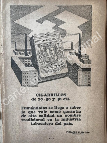 Cartel Retro Cigarros 43. Piccardo & Cia. 1929 10