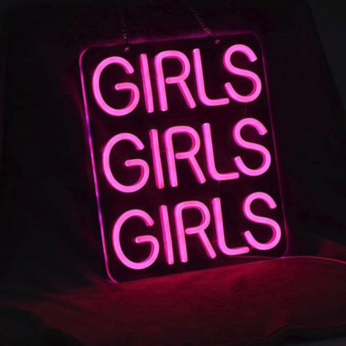 Girls Girls Girls Letrero De Neón Rosa Con Control Atenuador