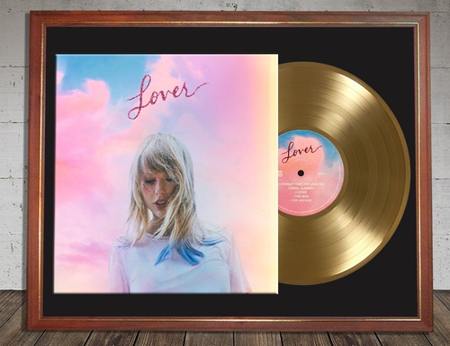 Taylor Swift Lover Tapa Lp Y Disco Oro En Cuadro