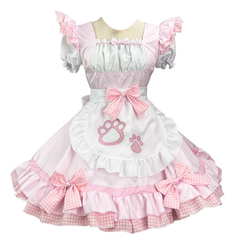 Disfraz De Gato Y Sirvienta, Vestido De Lolita, Bonito Traje Japonés De Sirvienta, Negro, Blanco Y Rosa, Vestido De Fiesta For Niña, Talla Grande