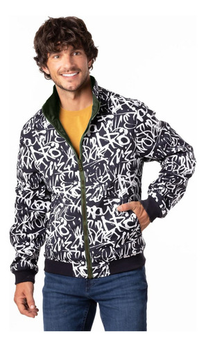 Chamarra Reversible Rompevientos Graffiti Urbano Para Hombre