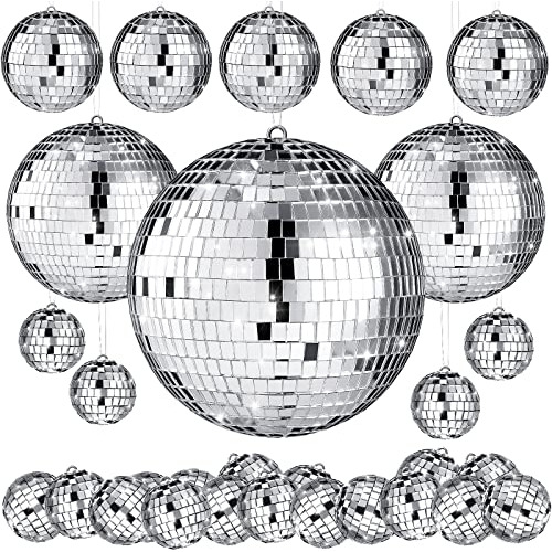 20 Pcs Hanging Mirror Disco Ball Ornaments Glass Disco ...