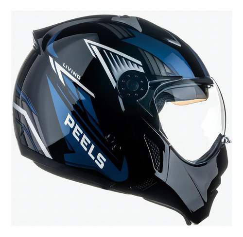Capacete Moto Peels Mirage Living Cor Preto com Azul Tamanho do capacete 56