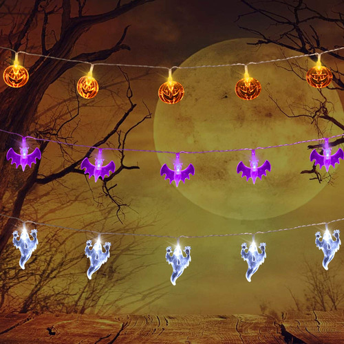 Juego De 3 Luces De Halloween (20 Luces Led Naranjas, Murcie