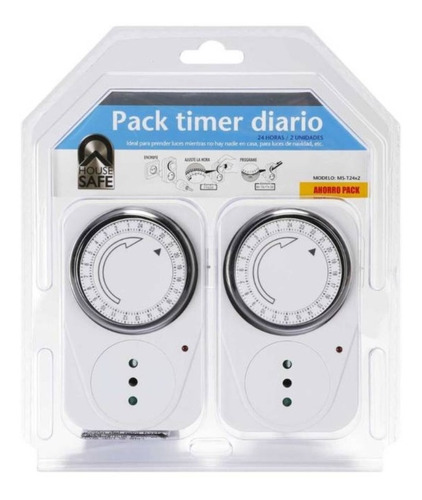 Temporizador Eléctrico Pack 2 Timer Diario House Safe