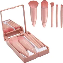 Comprar Set 5 Mini Brochas Maquillaje Con Estuche Y Espejo Portatil