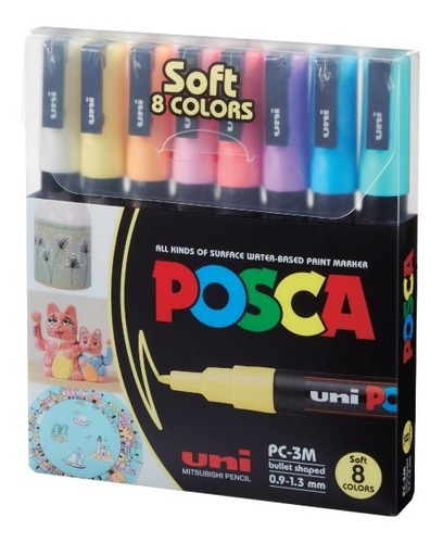 Uni-posca 22723 Marcador Fibra Pc-3m Soft Surtidos X8