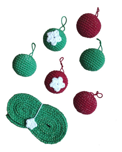 Bolas Adornos Arbolito De Navidad Tejido Crochet 