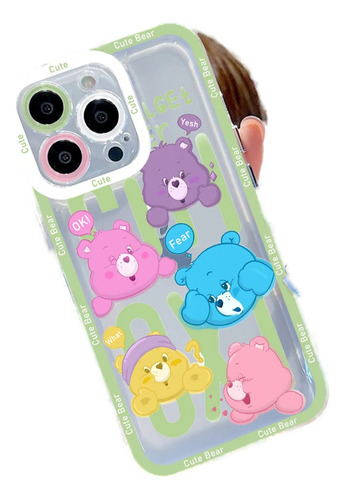 Funda De Teléfono Cute Cares Cartoon Bear Para iPhone 15, 14
