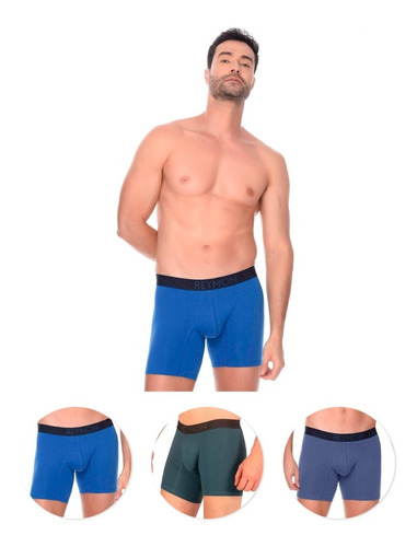 Trio Boxer Semilargo Unicolor  Para Hombre Ref.3906