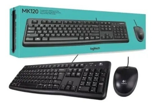 Kit De Teclado E Mouse C Fio Logitech Mk120 Português Brasil