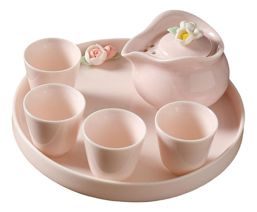 Juego De Té Rosa Para Mujer Con Decoración Floral Fashion