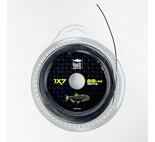 Cable De Acero Lider Pesca Amberjack 1x7 10 Mts Dorado Color negro--80 lbs
