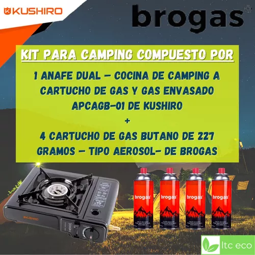 Anafe Portátil Camping Gas Butano en Maletín y 4 Cartuchos