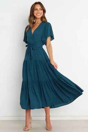 Vestido Estilo Vestidos Con Cuello En V Y Manga Mariposa