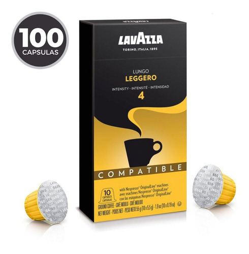 Cápsulas De Café Lavazza Lungo Leggero X100