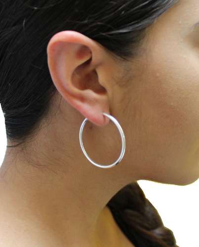 Imagen 5 de 10 de Aretes Arracadas De Plata 925 Redonda 3.5 Cm Agálea Joyería