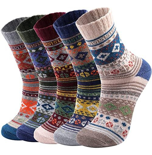 5 Pares De Calcetines De Lana - Calcetines De Lana Cálidos Y