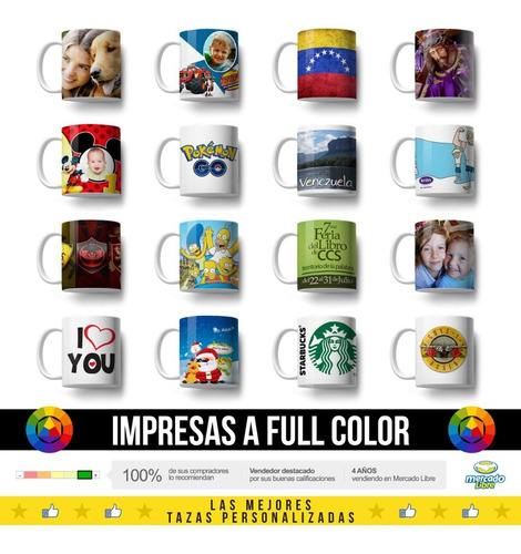 Tazas Mug Personalizados, Impresión Full Color, Colores Neón