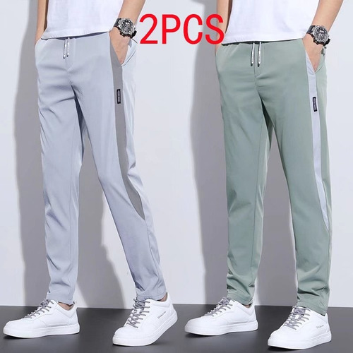 2pcs Pantalones Elásticos Secado Rápido Talla Grande