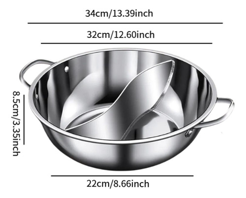 Pot Shabu Shabu Chino De , Acero Inoxidable, Acero 34 Cm