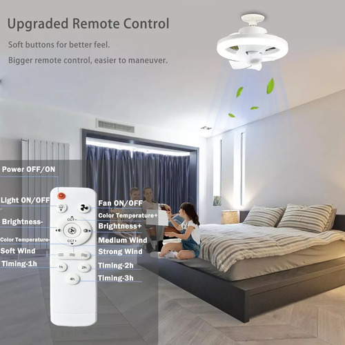 Lampara Led Control Remoto 360° Agita Cabeza Admirador