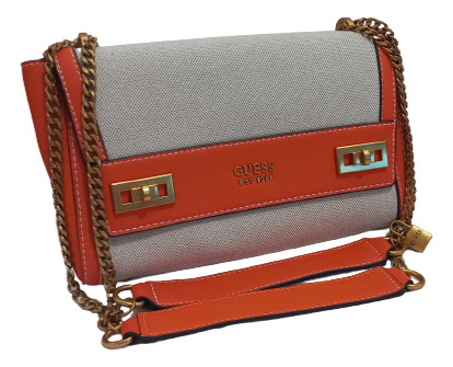 Bolsa Guess Tipo Crossbody Tricolor Naranja Bendiga 