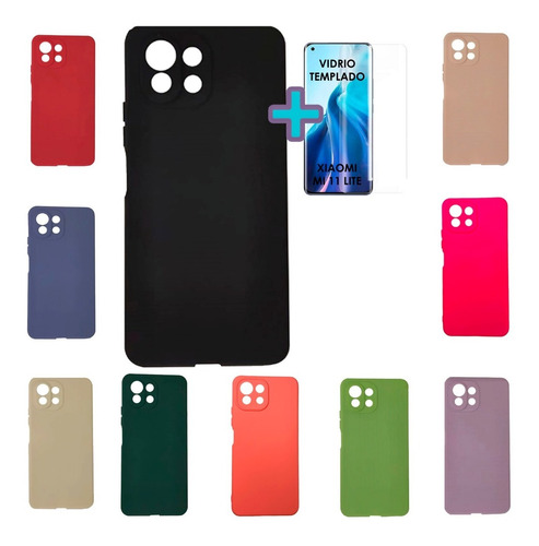 Funda Protector Xiaomi Mi 11 Lite Silicona Case Mas Vidrio