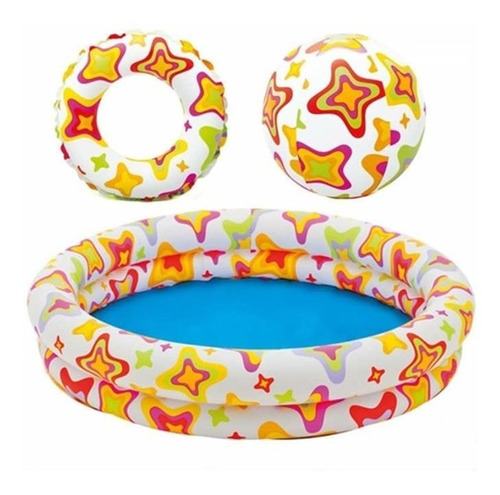 Piscina Infantil 122 X 25 Cm. 3 En 1 + Anillo + Pelota 59460