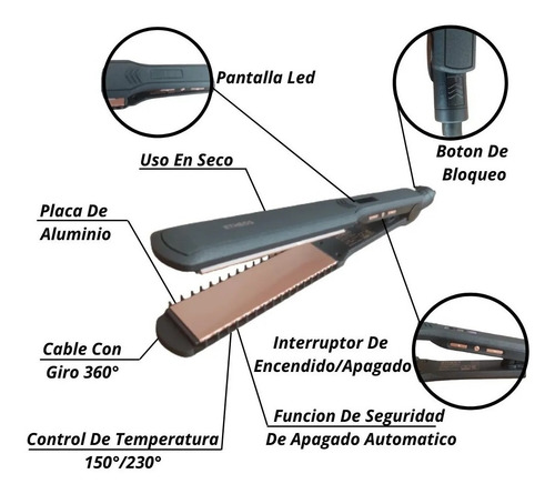 Imagen 5 de 7 de Combo Secador De Pelo 2000w + Planchita Alisadora Cerámica