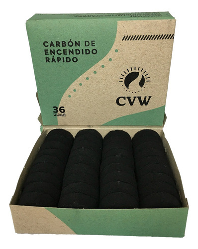 Carbon Vegetal Redondo Sahumador 48 Caja De 36 Unid Santeria