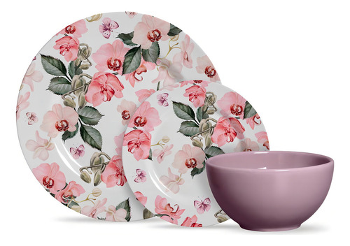 Aparelho De Jantar 12 Pçs Com Bowl- Malva Encanto