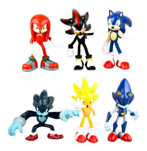 6 Piezas Mini Juguetes Sonic,Sonic Cupcakes Toppers,Sonic The Hedgehog Mini Figuras Set,Sonic Decoracion para Pastel,Juguetes de Sonic,para Niños Sonic Fiesta Suministros Pasteles Deco 