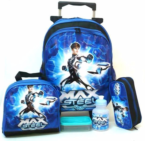 Kit Mochila Max Steel Rodinhas G + Lancheira Boleto F2