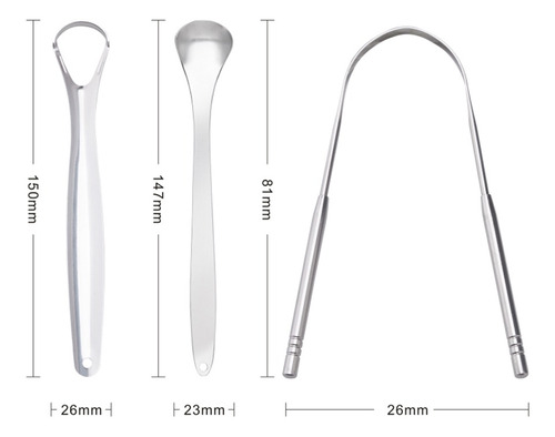 3pcs/set Tongue Scraper Stainless Steel Oral Tongue Cleaner