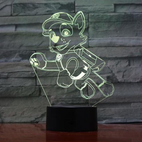 Lámpara Mesa 3d Rocky Paw Patrol Base Negra