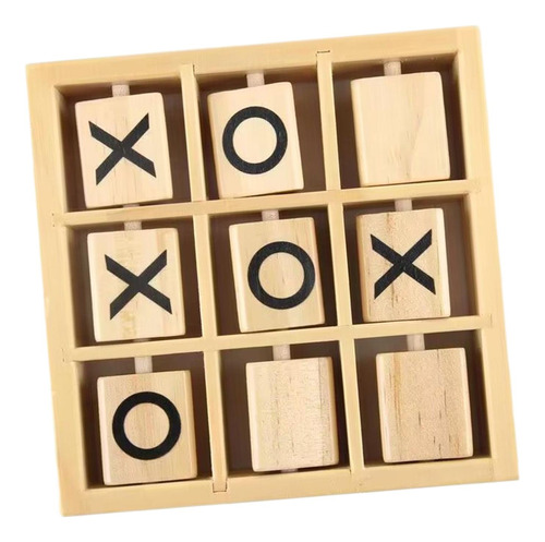 Juego De Madera Tic Tac Toe Xo, 14,2 Cm X 14,2 Cm X 3,5 Cm