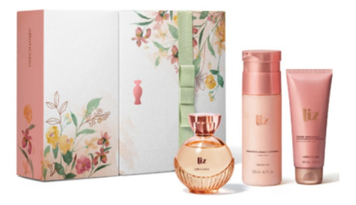 Kit Presente Perfume Feminino Liz Desodorante Colônia + Loção Desodorante Corporal + Sabonete Banho Para Mulher Presente Dia Dos Namorados