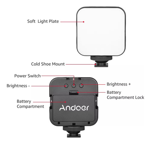 Placa De Relleno Fotográfico Andoer Mini Led De 5 W