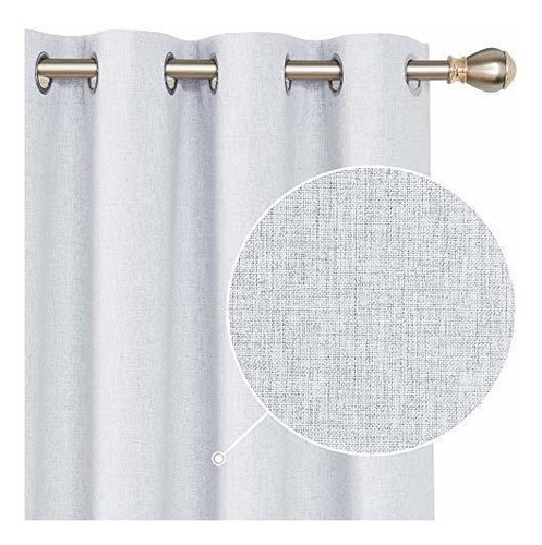 Deconovo Faux Linen Cortinas Opacas Totales Ojal Oscurecimie