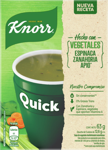 Sopa Quick Vegetales Verdura Knorr X 63gr Cajita X5 Sopas 