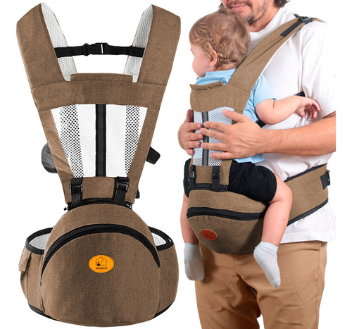 Mochila Cangurera Portabebés Ergonimica De 0-36 Meses Color Cafe 1