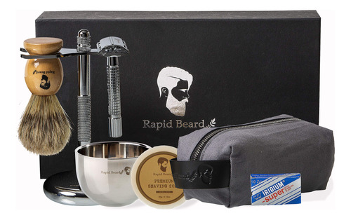 Kit De Afeitado Rapid Beard Wet Shave Con Maquinilla De Afei