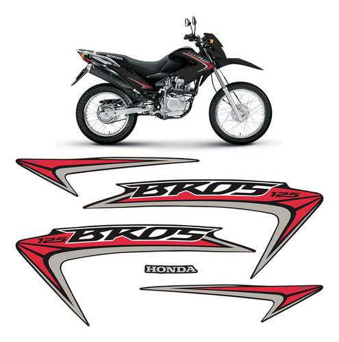 Kit Adesivos Para Honda Bros 125 2015 Moto Preta - Genérico