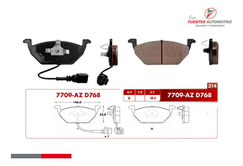 Jgo Pastillas Freno Delanteras Para Vw Cross Fox 1.6 De 2016