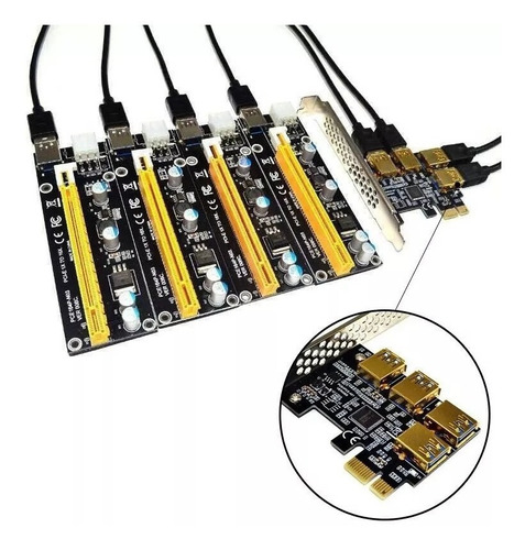 Adaptador Pci-e 1 X A 4 Usb 3.0 Cryptomineria Eth Btca